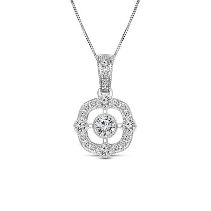 0.25 CT. T.W. Natural Diamond Antique Vintage-Style Art Deco Pendant in 10K White Gold