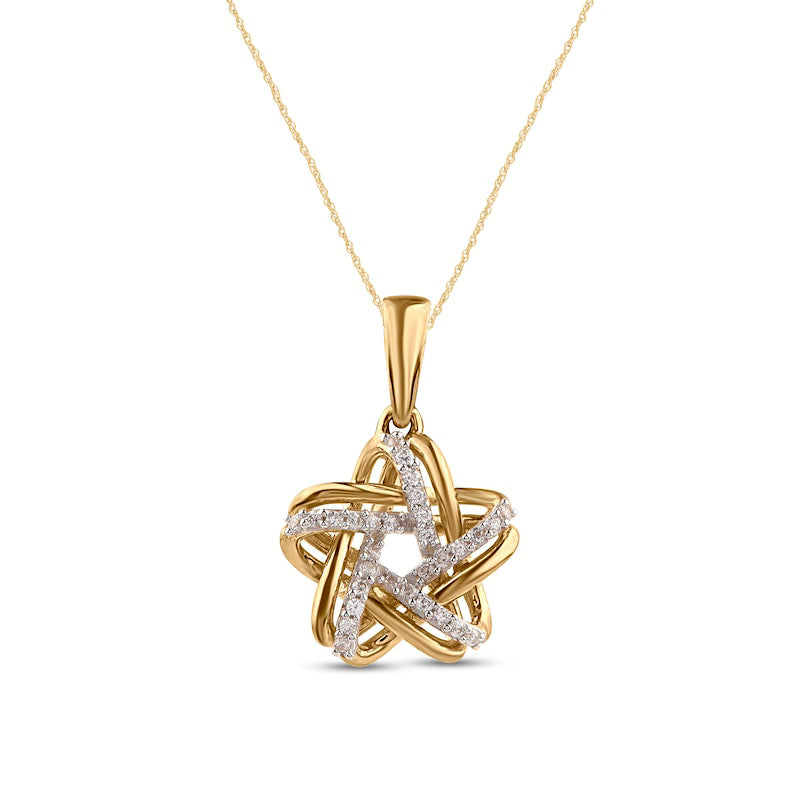 0.07 CT. T.W. Natural Diamond Layered Star Pendant in 10K Yellow Gold