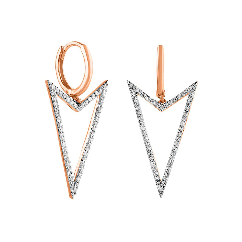 0.5 CT. T.W. Diamond Arrow Drop Earrings in 10K Rose Gold