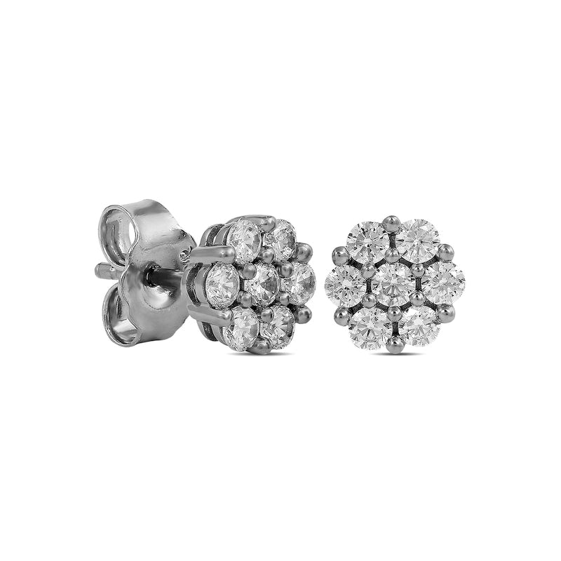 0.33 CT. T.W. Composite Diamond Flower Stud Earrings in 10K White Gold