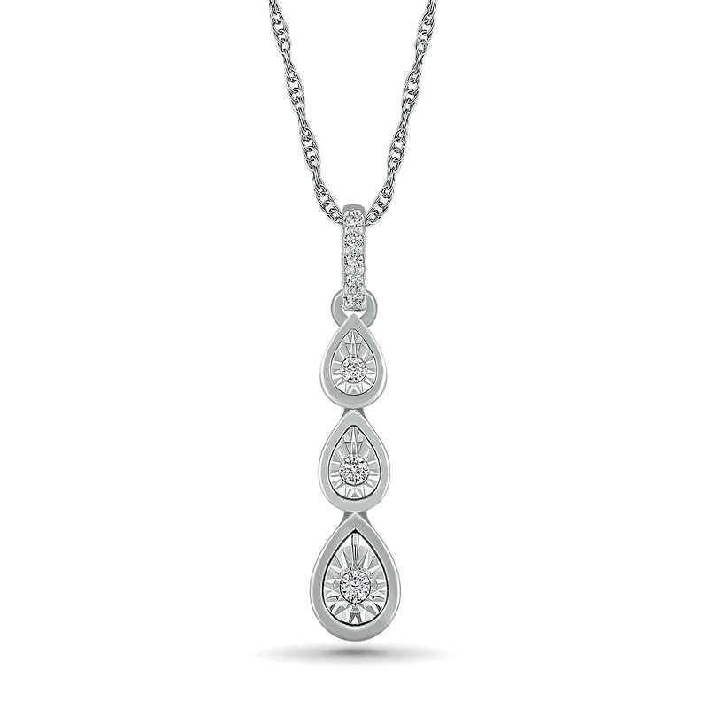 Natural Diamond Accent Triple Teardrop Pendant in Sterling Silver