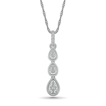 Natural Diamond Accent Triple Teardrop Pendant in Sterling Silver