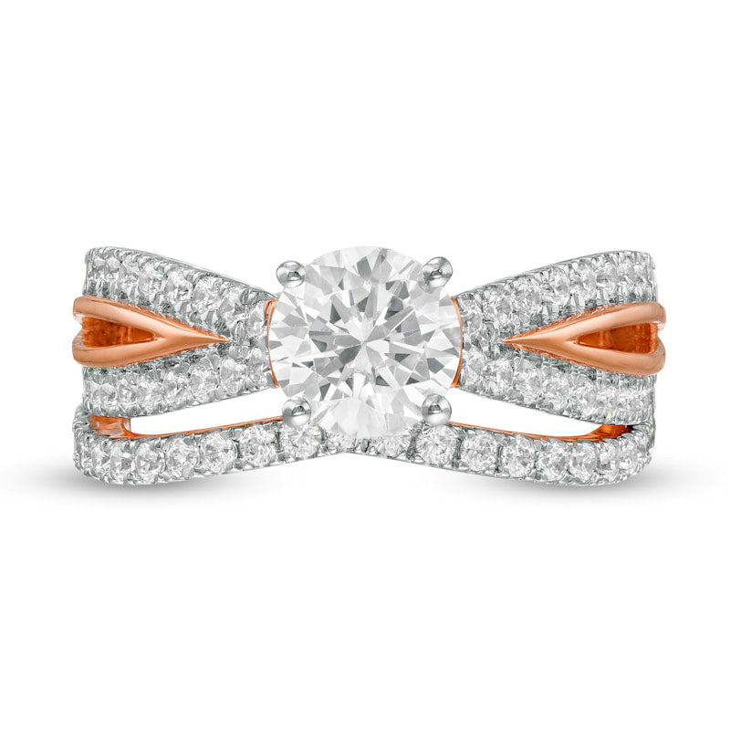 1.75 CT. T.W. Natural Diamond Split Shank Bridal Engagement Ring Set in Solid 10K Rose Gold