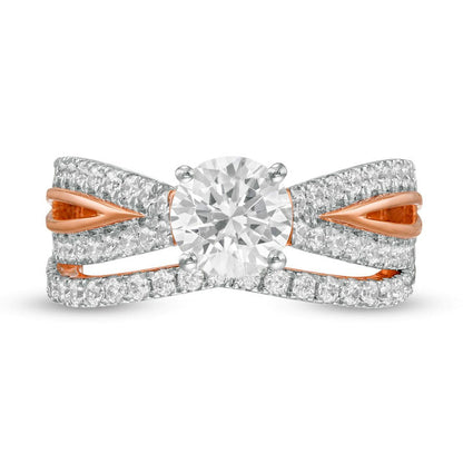 1.75 CT. T.W. Natural Diamond Split Shank Bridal Engagement Ring Set in Solid 10K Rose Gold