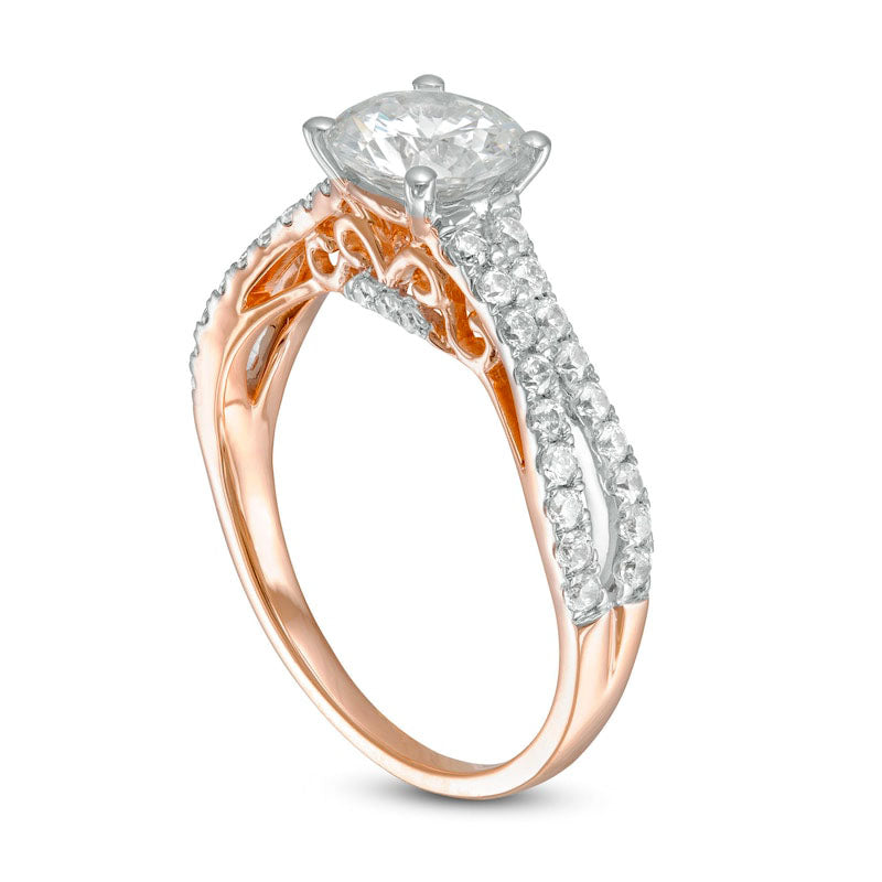 1.5 CT. T.W. Natural Diamond Curvy Split Shank Engagement Ring in Solid 10K Rose Gold