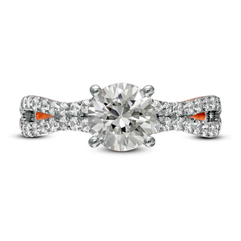 1.5 CT. T.W. Natural Diamond Curvy Split Shank Engagement Ring in Solid 10K Rose Gold