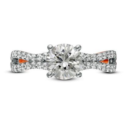 1.5 CT. T.W. Natural Diamond Curvy Split Shank Engagement Ring in Solid 10K Rose Gold