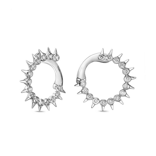 0.38 CT. T.W. Diamond Spikes Front Hoop Earrings in 10K White Gold