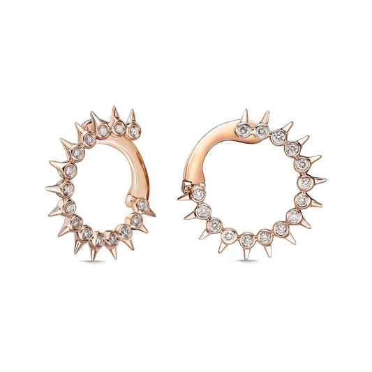 0.38 CT. T.W. Diamond Spikes Front Hoop Earrings in 10K Rose Gold
