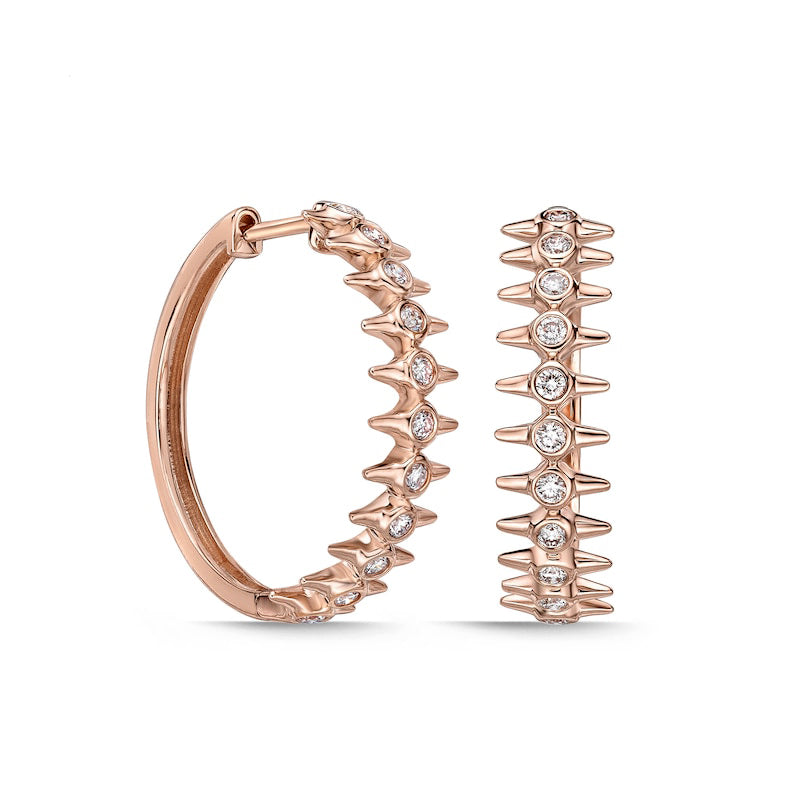 0.33 CT. T.W. Diamond Spikes Hoop Earrings in 10K Rose Gold
