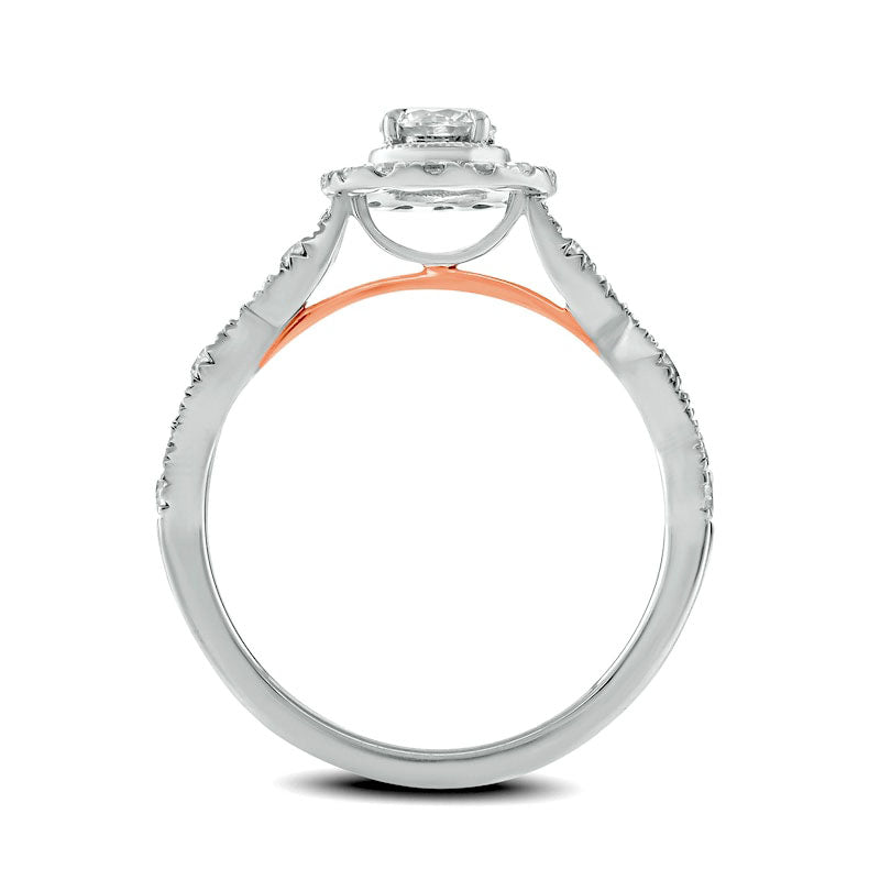 1.0 CT. T.W. Natural Diamond Frame Antique Vintage-Style Bridal Engagement Ring Set in Solid 10K Two-Tone Gold