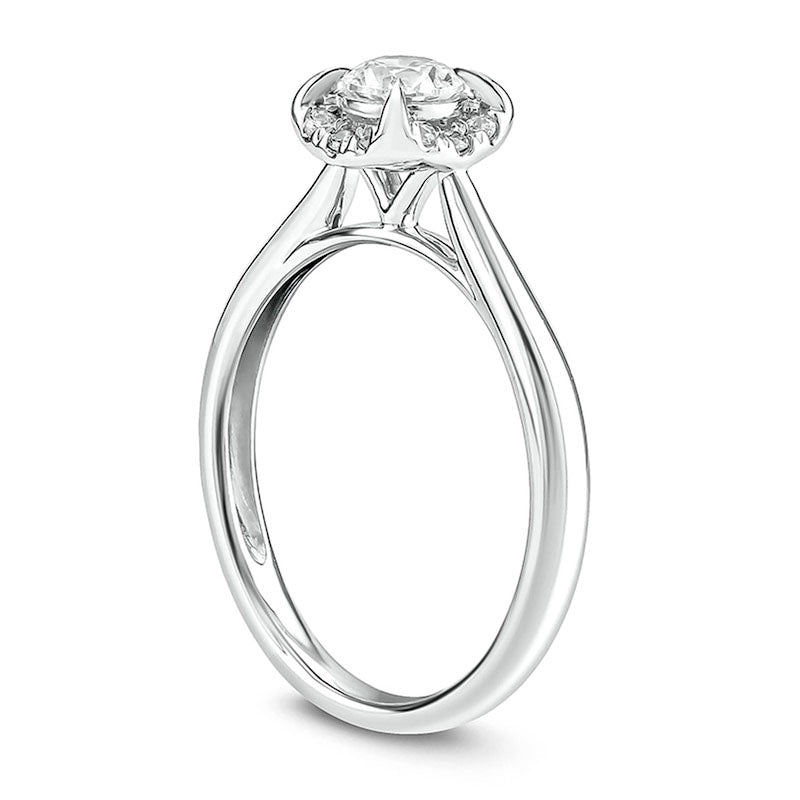 0.50 CT. T.W. Natural Diamond Cushion Frame Engagement Ring in Solid 10K White Gold