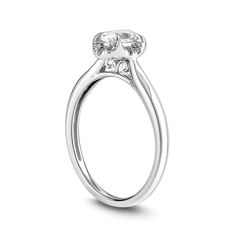 0.50 CT. T.W. Oval Natural Diamond Frame Engagement Ring in Solid 14K White Gold