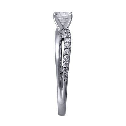 0.75 CT. T.W. Princess-Cut Natural Diamond Twist Shank Engagement Ring in Solid 14K White Gold