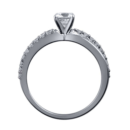 0.75 CT. T.W. Princess-Cut Natural Diamond Twist Shank Engagement Ring in Solid 14K White Gold