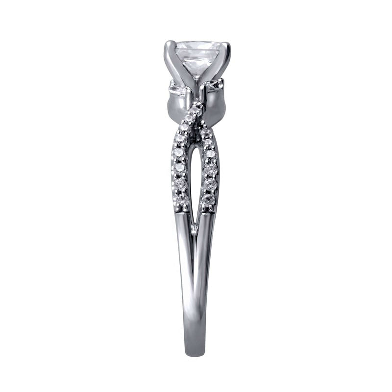 0.75 CT. T.W. Princess-Cut Natural Diamond Twist Shank Engagement Ring in Solid 14K White Gold
