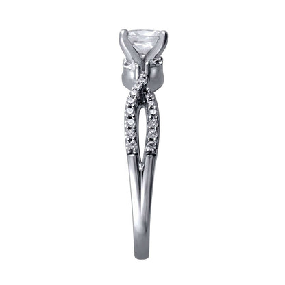 0.75 CT. T.W. Princess-Cut Natural Diamond Twist Shank Engagement Ring in Solid 14K White Gold