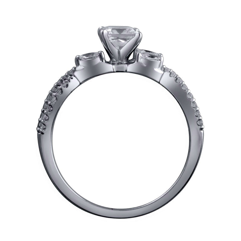 0.75 CT. T.W. Princess-Cut Natural Diamond Twist Shank Engagement Ring in Solid 14K White Gold