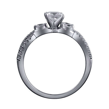 0.75 CT. T.W. Princess-Cut Natural Diamond Twist Shank Engagement Ring in Solid 14K White Gold