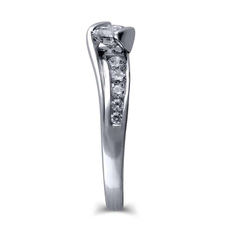 0.75 CT. T.W. Princess-Cut Natural Diamond Engagement Ring in Solid 14K White Gold