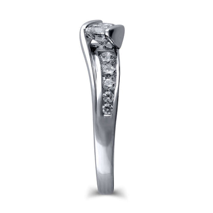 0.75 CT. T.W. Princess-Cut Natural Diamond Engagement Ring in Solid 14K White Gold