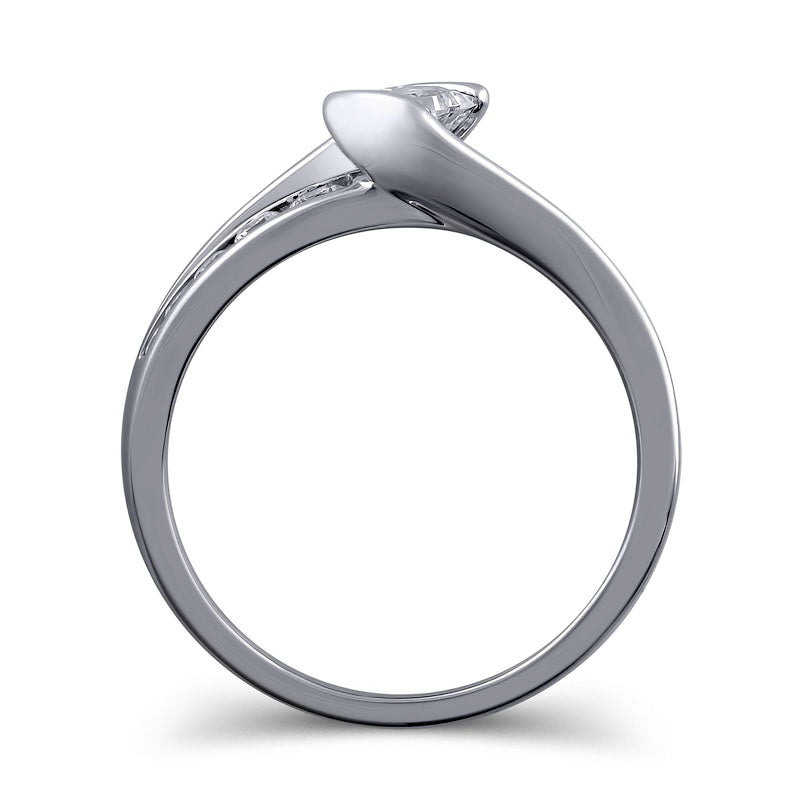 0.75 CT. T.W. Princess-Cut Natural Diamond Engagement Ring in Solid 14K White Gold