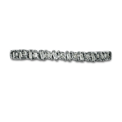 0.07 CT. T.W. Baguette and Round Natural Diamond Alternating Band in Solid 10K White Gold
