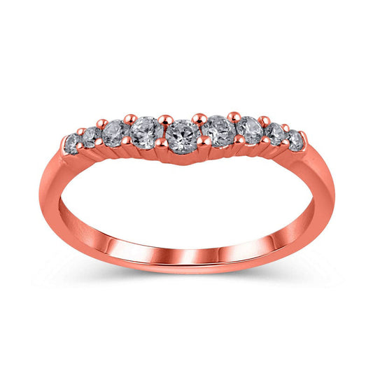 0.50 CT. T.W. Natural Diamond Contour Wedding Band in Solid 14K Rose Gold