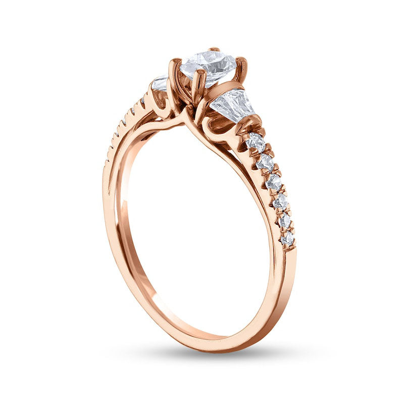 0.63 CT. T.W. Oval Natural Diamond Engagement Ring in Solid 14K Rose Gold