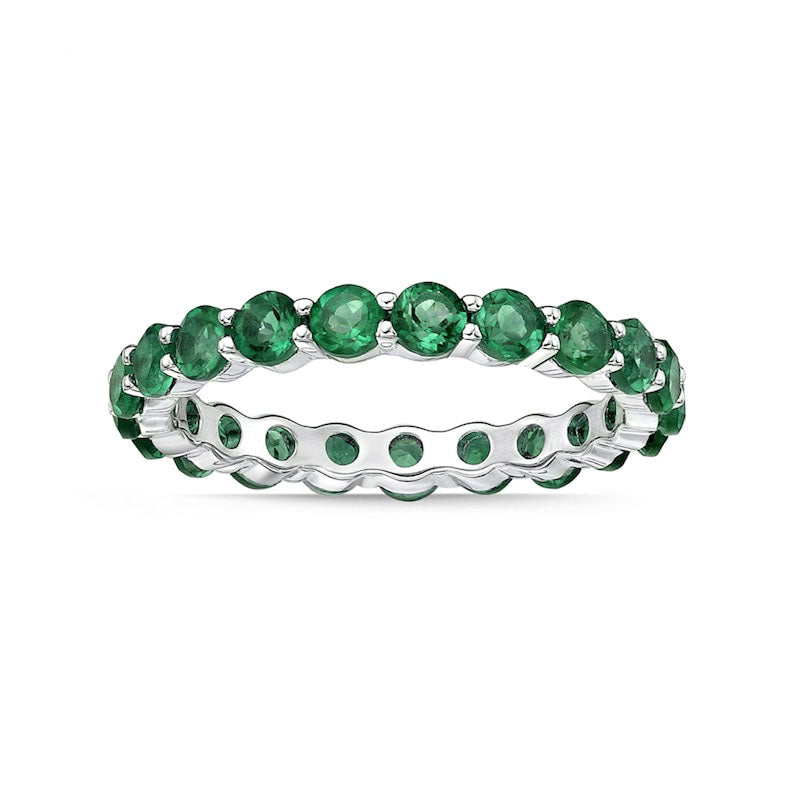 3.0mm Lab-Created Emerald Eternity Band in Sterling Silver