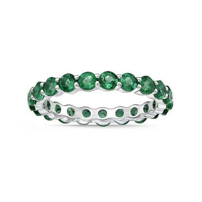 3.0mm Lab-Created Emerald Eternity Band in Sterling Silver