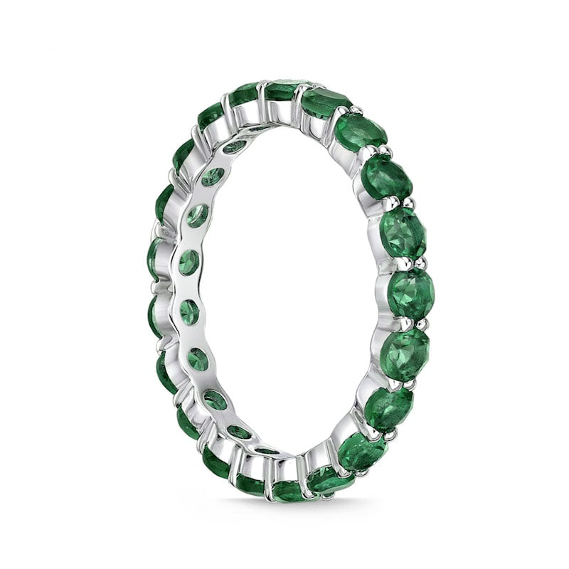 3.0mm Lab-Created Emerald Eternity Band in Sterling Silver