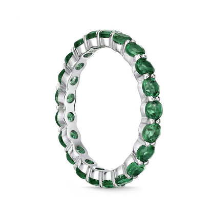 3.0mm Lab-Created Emerald Eternity Band in Sterling Silver