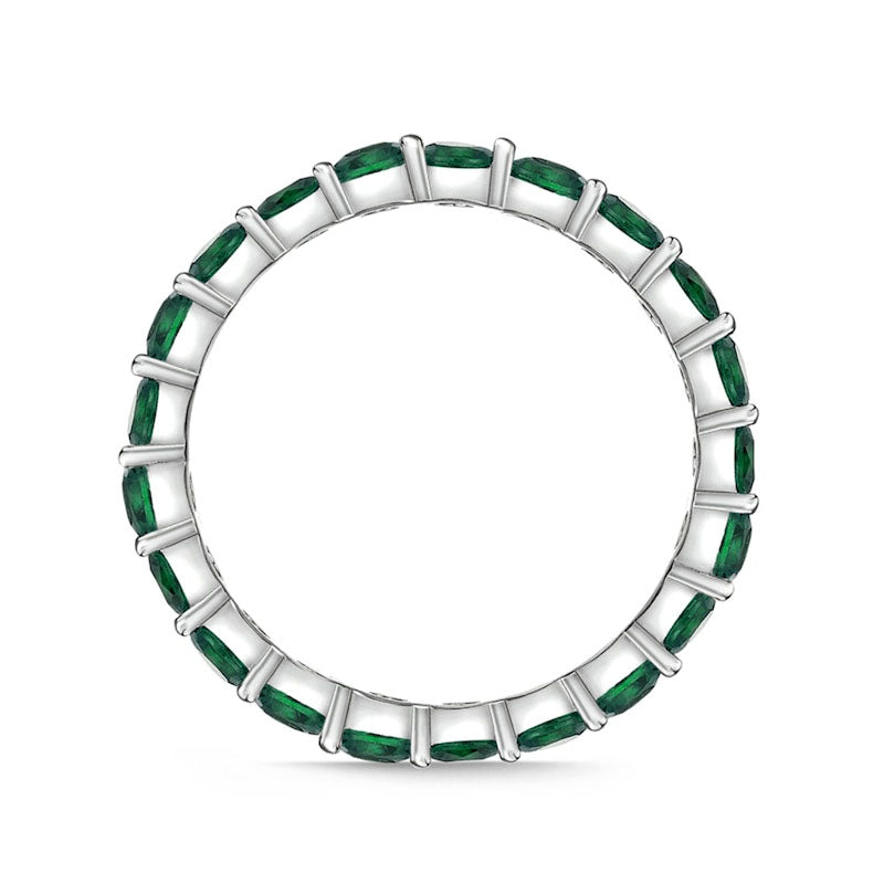 3.0mm Lab-Created Emerald Eternity Band in Sterling Silver