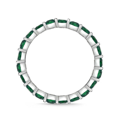 3.0mm Lab-Created Emerald Eternity Band in Sterling Silver