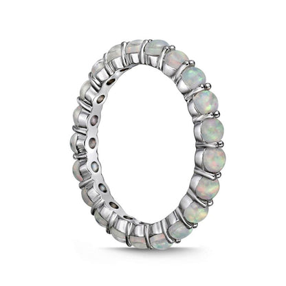 3.0mm Lab-Created Opal Eternity Band in Sterling Silver