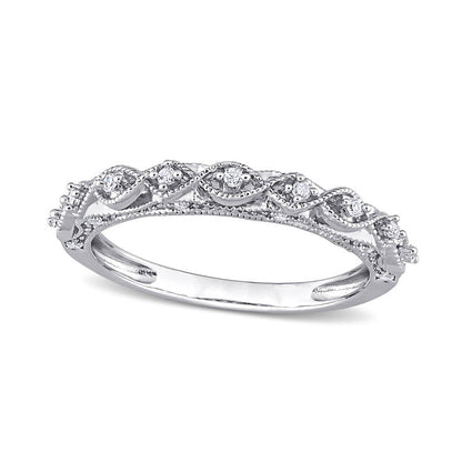 0.13 CT. T.W. Natural Diamond Art Deco Antique Vintage-Style Band in Sterling Silver