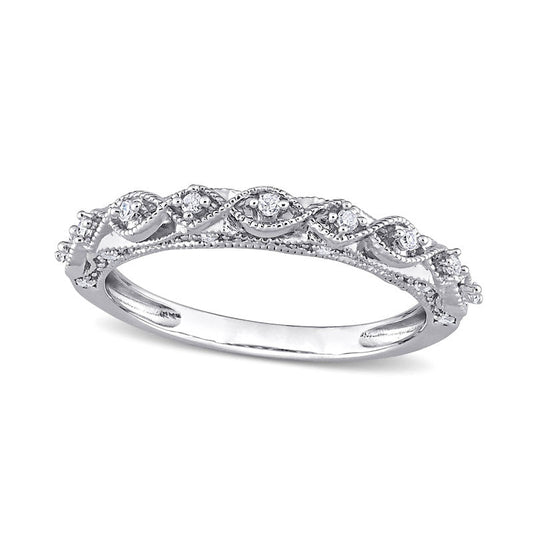 0.13 CT. T.W. Natural Diamond Art Deco Antique Vintage-Style Band in Sterling Silver