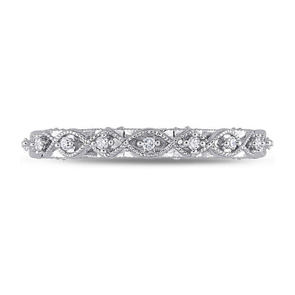 0.13 CT. T.W. Natural Diamond Art Deco Antique Vintage-Style Band in Sterling Silver