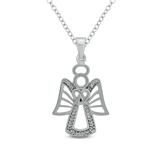 0.07 CT. T.W. Natural Diamond Angel Pendant in Sterling Silver