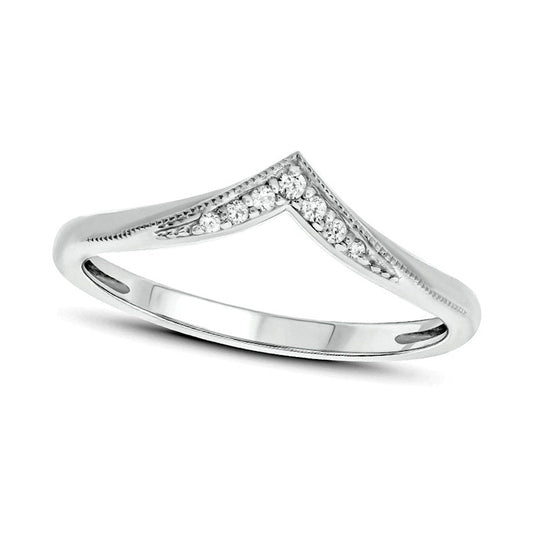 0.05 CT. T.W. Natural Diamond Antique Vintage-Style Chevron Wedding Band in Sterling Silver