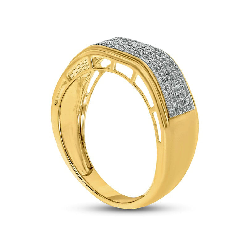 Men's 0.50 CT. T.W. Natural Diamond Multi-Row Wedding Band in Solid 10K Yellow Gold