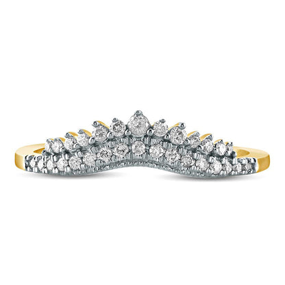 0.20 CT. T.W. Natural Diamond Crown Contour Antique Vintage-Style Anniversary Band in Solid 10K Yellow Gold