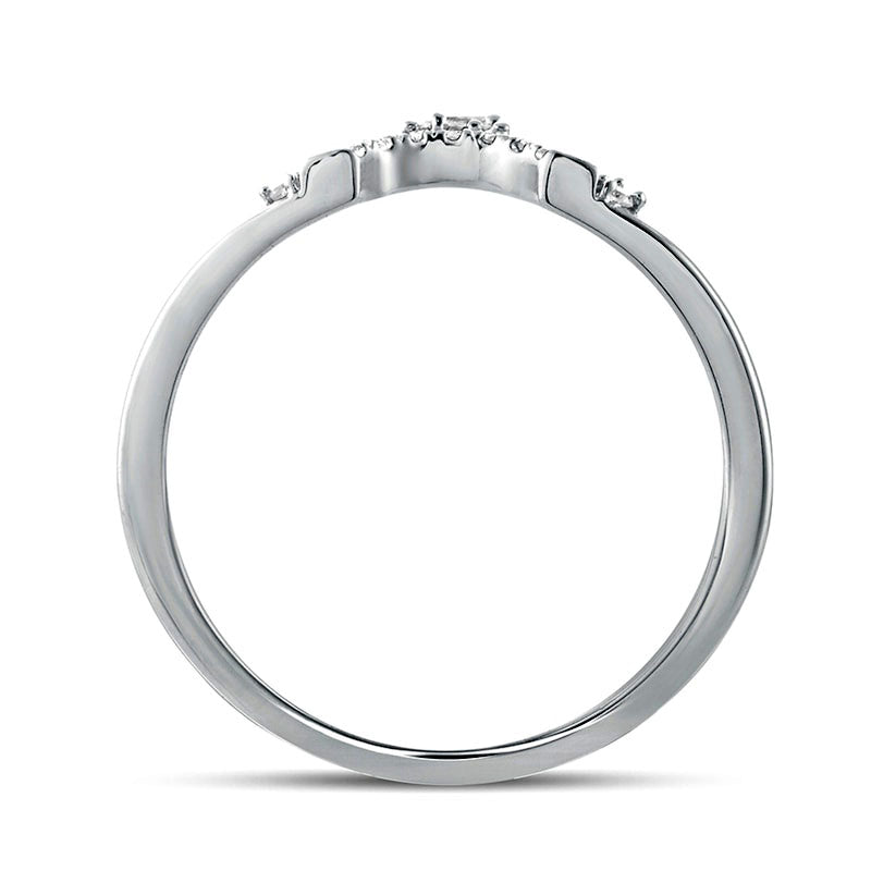 0.17 CT. T.W. Baguette and Round Natural Diamond Contour Wedding Band in Solid 10K White Gold