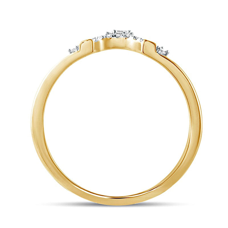 0.17 CT. T.W. Baguette and Round Natural Diamond Contour Wedding Band in Solid 10K Yellow Gold