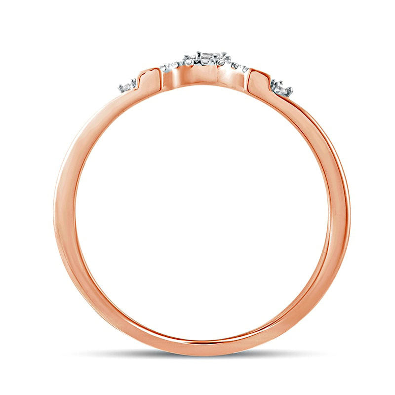 0.17 CT. T.W. Baguette and Round Natural Diamond Contour Wedding Band in Solid 10K Rose Gold