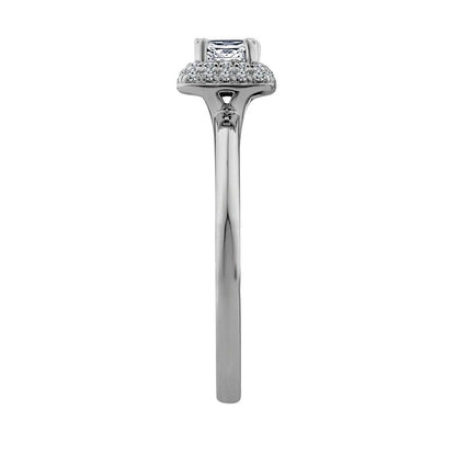 0.38 CT. T.W. Princess-Cut Natural Diamond Double Cushion Frame Engagement Ring in Solid 14K White Gold