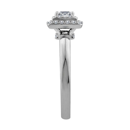 0.50 CT. T.W. Princess-Cut Natural Diamond Double Frame Engagement Ring in Solid 14K White Gold