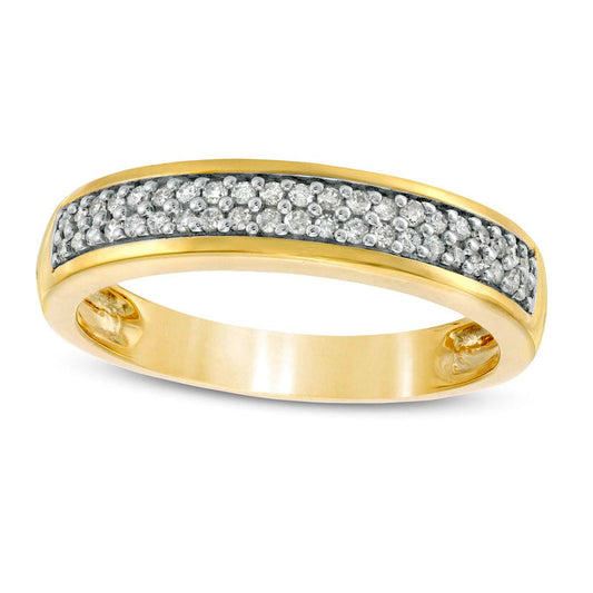Men's 0.33 CT. T.W. Natural Diamond Double Row Wedding Band in Solid 10K Yellow Gold