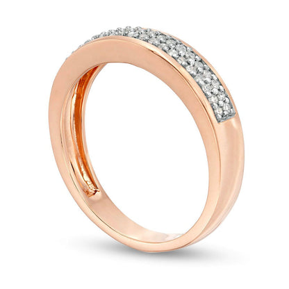 Men's 0.33 CT. T.W. Natural Diamond Double Row Wedding Band in Solid 10K Rose Gold